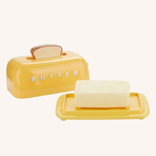 Balvi Ceramic Butter Dish - Mustard - Image 3