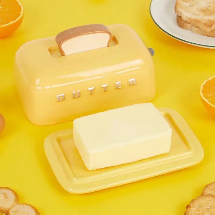 Balvi Ceramic Butter Dish - Mustard - Image 2