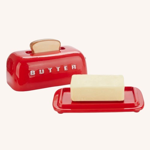 Balvi Ceramic Butter Dish - Red - Image 2