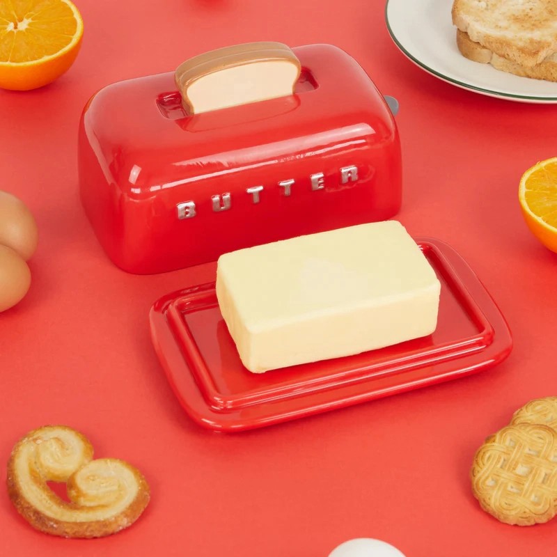 Balvi Ceramic Butter Dish - Red - Image 3