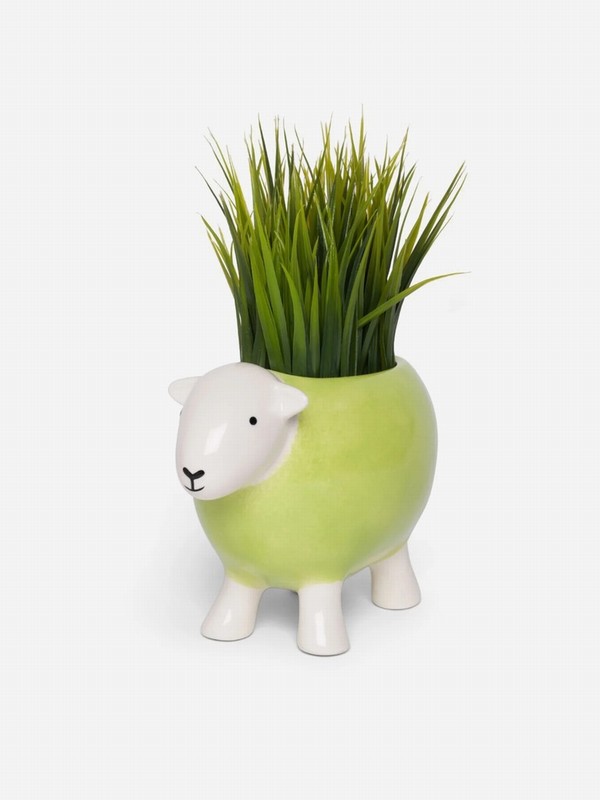Stoneware Sheep Planter – Green