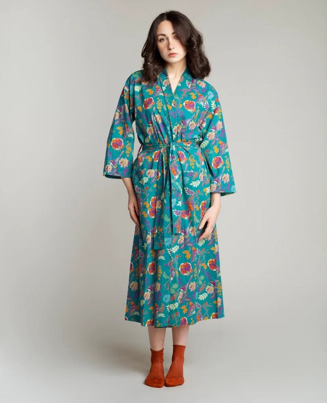 Cotton Bathrobe – Birdy Teal