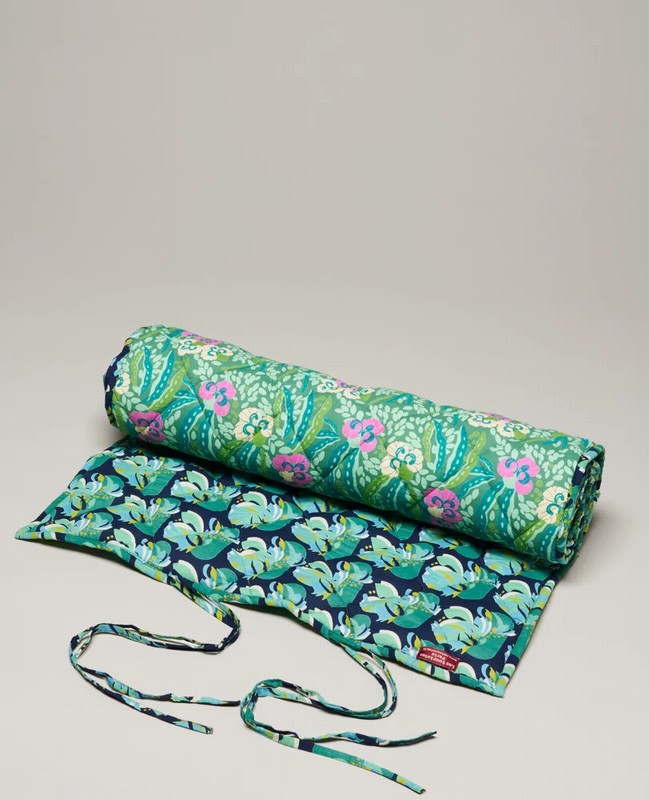 Cotton Yoga Mat – Allegria Green/ Split Navy