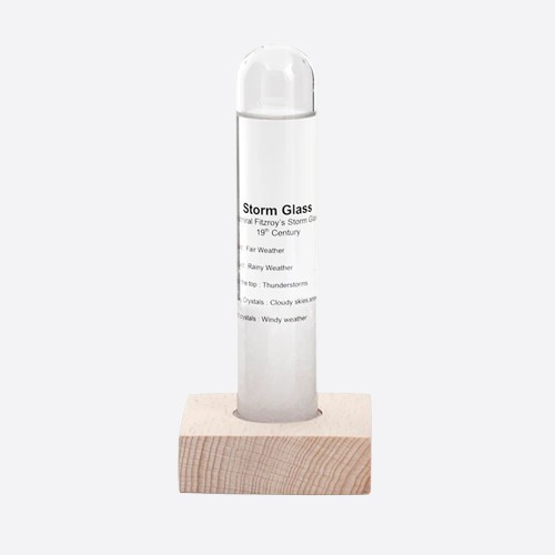 Storm Glass with Beechwood Base