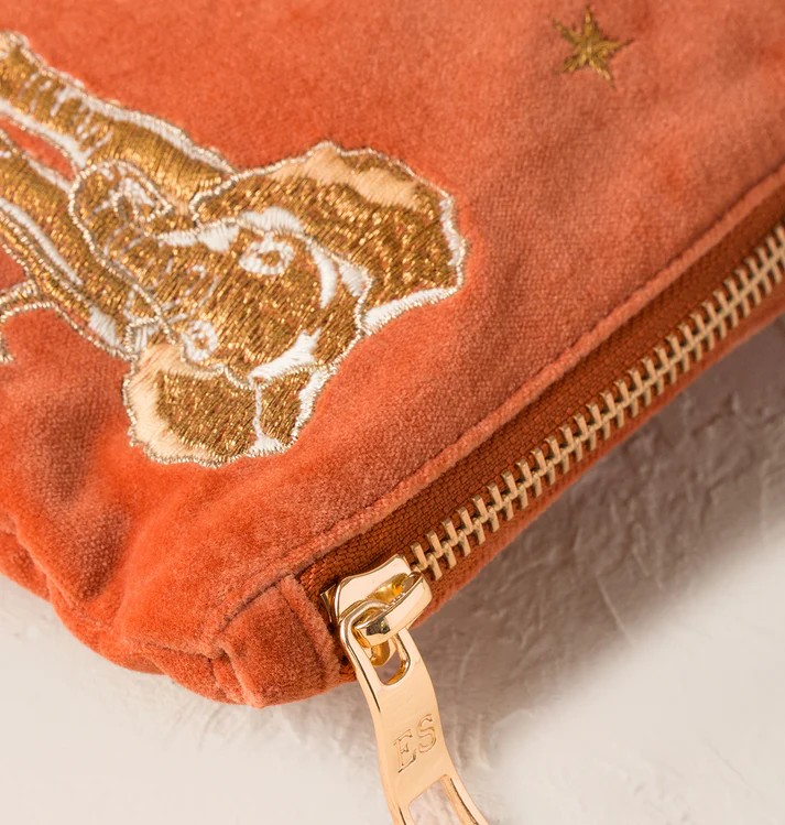 Golden Elephants Rust Velvet Everyday Pouch - Image 4