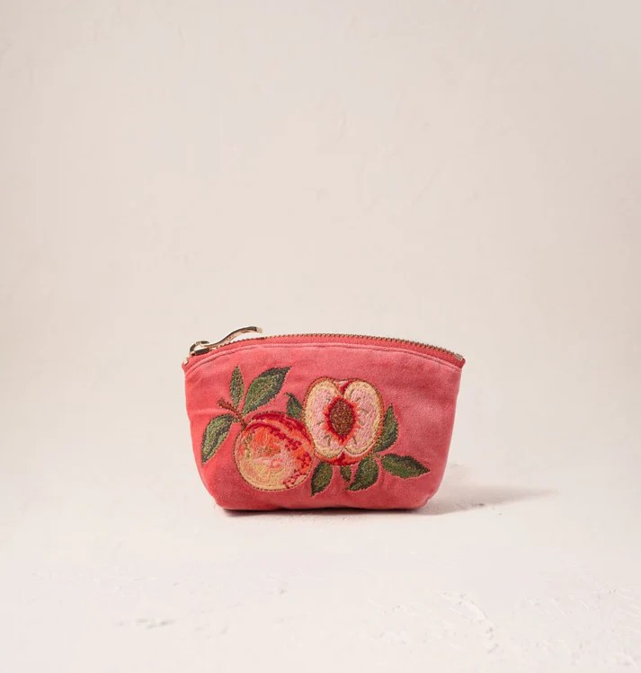 Summer Peach Spiced Coral Velvet Coin Purse