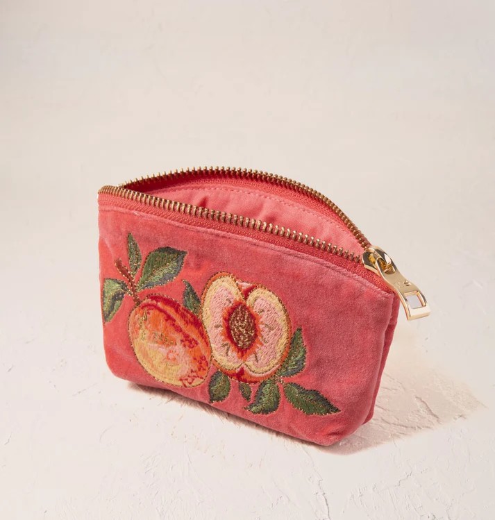 Summer Peach Spiced Coral Velvet Coin Purse - Image 3