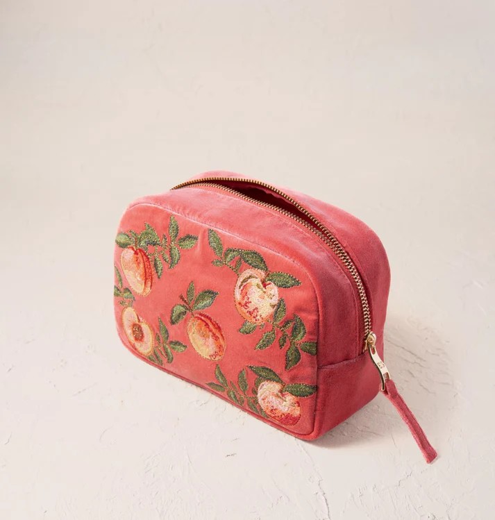 Summer Peach Spiced Coral Velvet Makeup Bag - Image 3