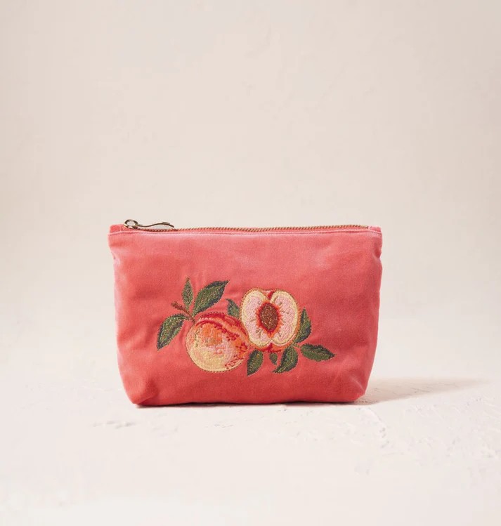 Summer Peach Spiced Coral Velvet Mini Pouch