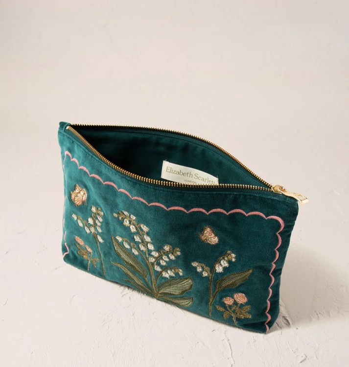 Lily of the Valley Emerald Velvet Everyday Pouch - Image 3