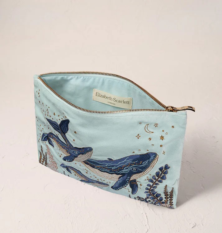 Mystical Whale Ice Blue Velvet Everyday Pouch - Image 3