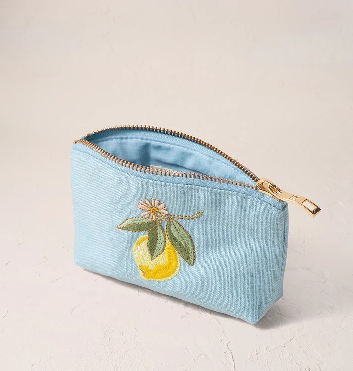 Lemon Blossom French Blue Cotton Coin Purse - Image 3