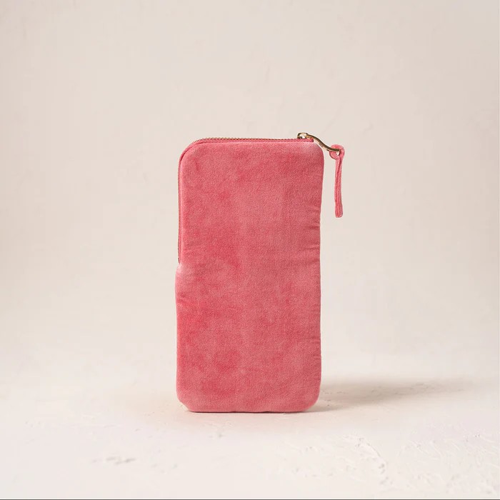 Wild Zebra Palm Blush Pink Velvet Glasses Case - Image 3