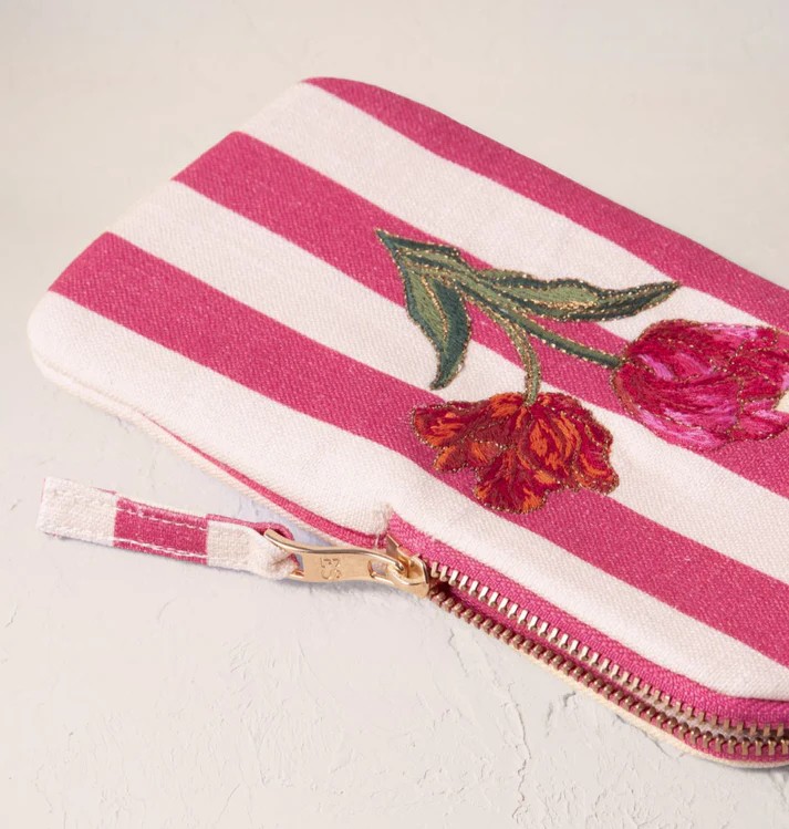 Tulip Stripe Pink Cotton Glasses Case - Image 3