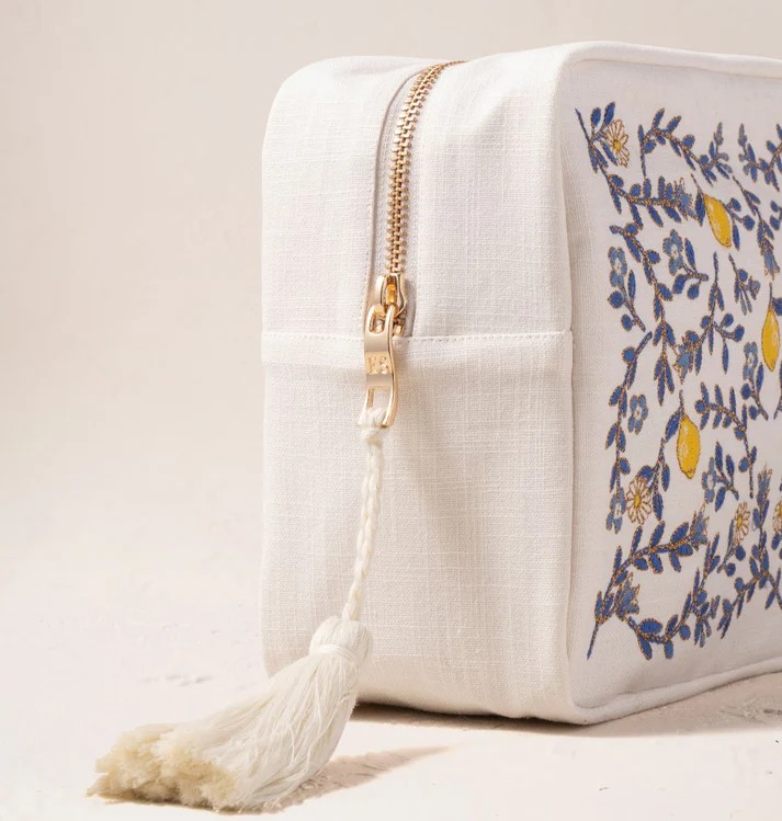 Lemon Garden Cream Cotton Wash Bag - Image 2