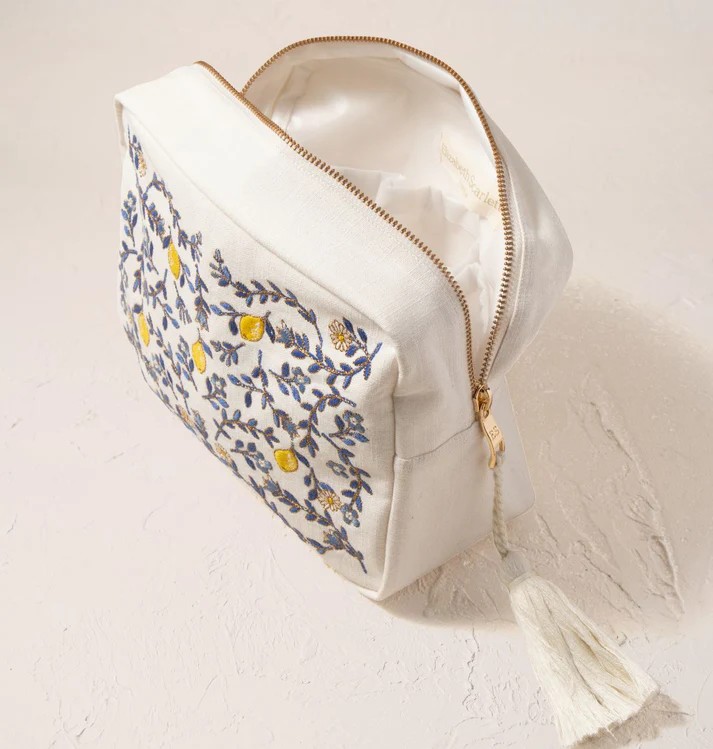 Lemon Garden Cream Cotton Wash Bag - Image 3