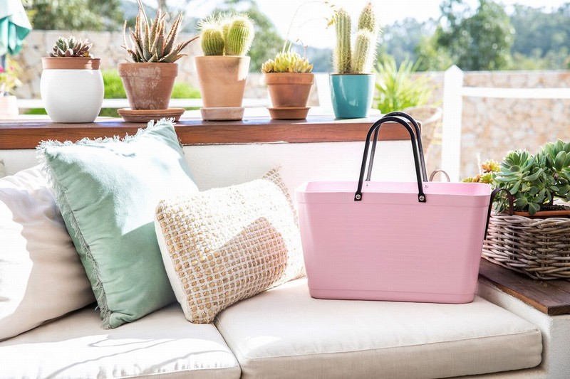 Green Plastic Large Dusky Pink Bag - Image 4