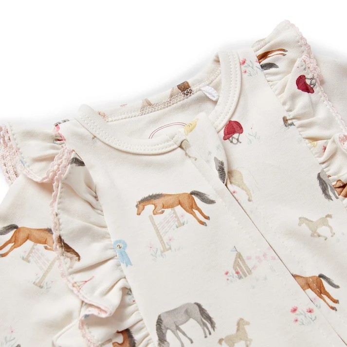 The Pony Print Frill Zip Sleepsuit - Image 2