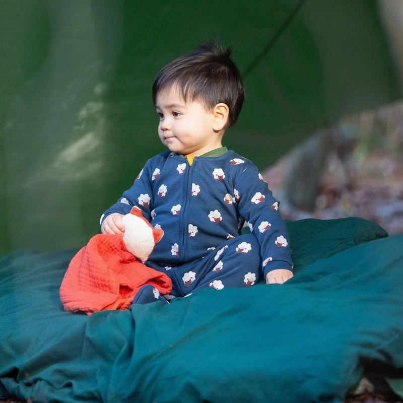 Sleeping Sheep Zip Organic Babygrow - Image 3