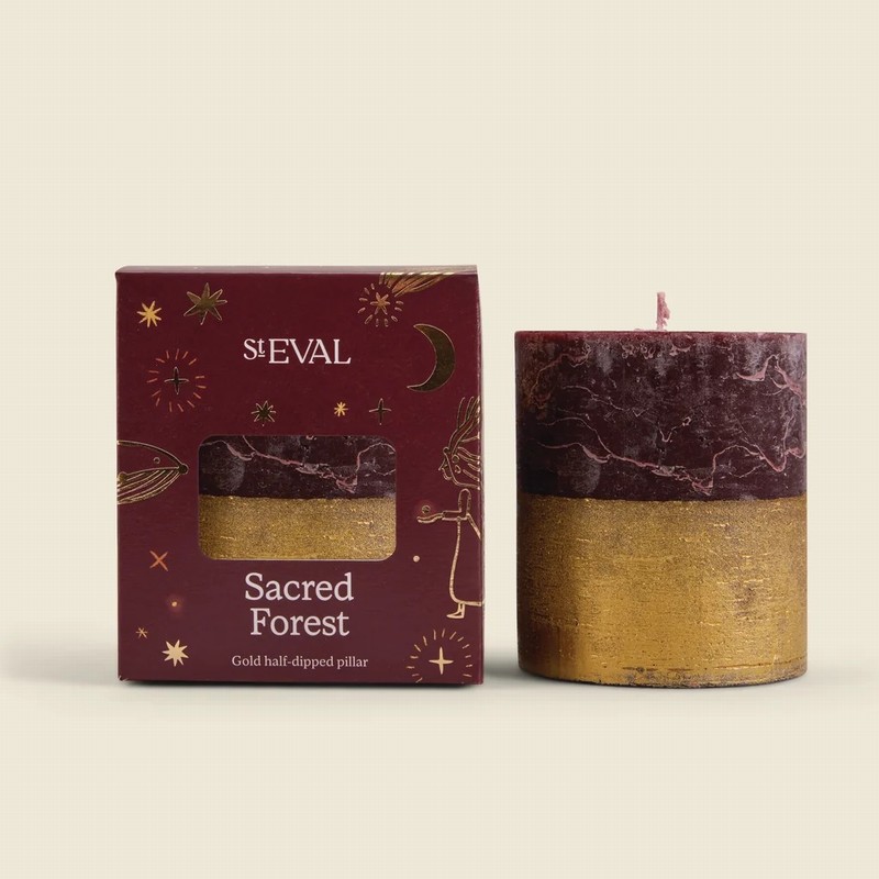 Sacred Forest Scented Gold Dipped Pillar Candle - Image 2