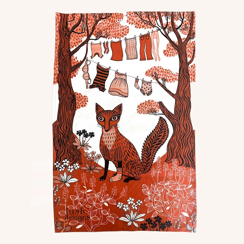 Laundry Day Fox Tea Towel