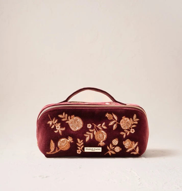 Golden Pomegranate Velvet Open Flat Makeup Bag