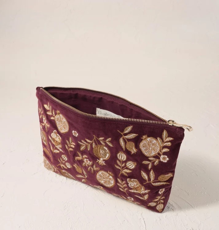 Golden Pomegranate Velvet Everyday Pouch Damson - Image 2