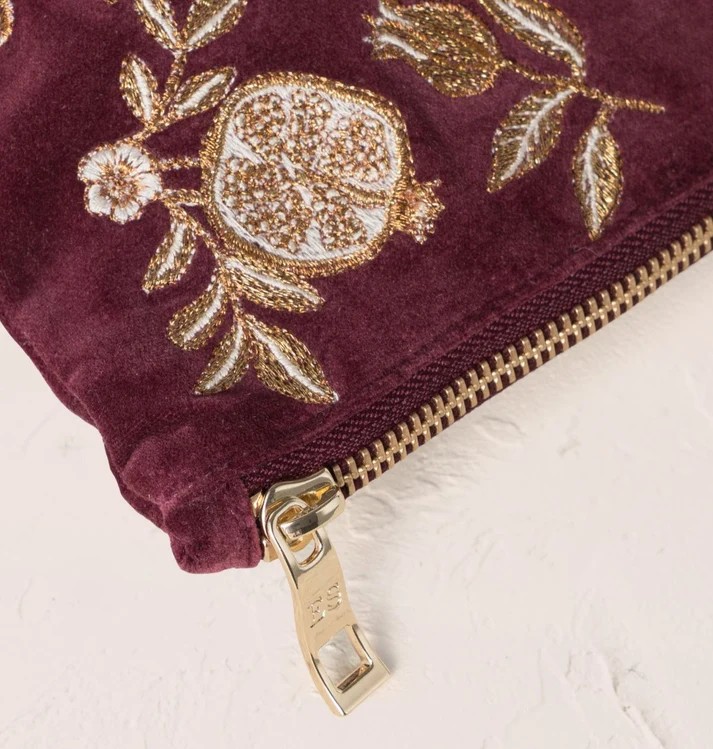 Golden Pomegranate Velvet Everyday Pouch Damson - Image 3