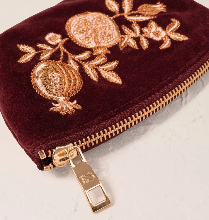 Golden Pomegranate Damson Velvet Coin Purse - Image 3