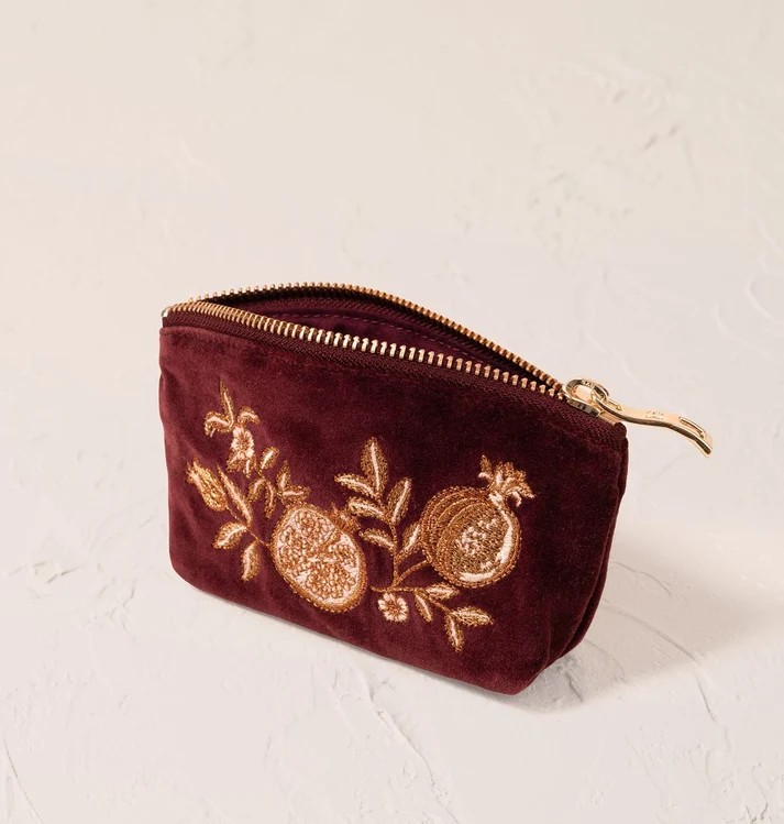 Golden Pomegranate Damson Velvet Coin Purse - Image 2