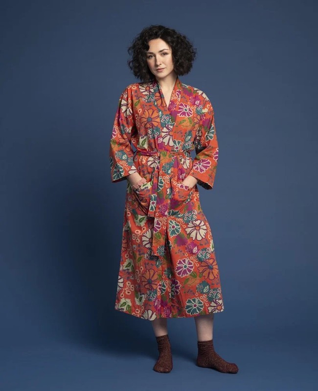 Cotton Bathrobe - Cosmos Coral