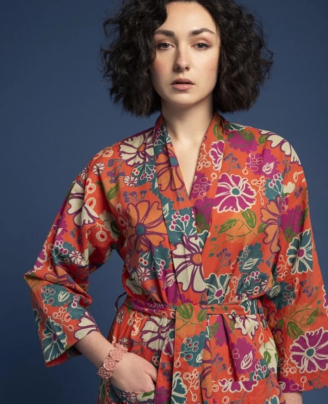 Cotton Bathrobe - Cosmos Coral - Image 3