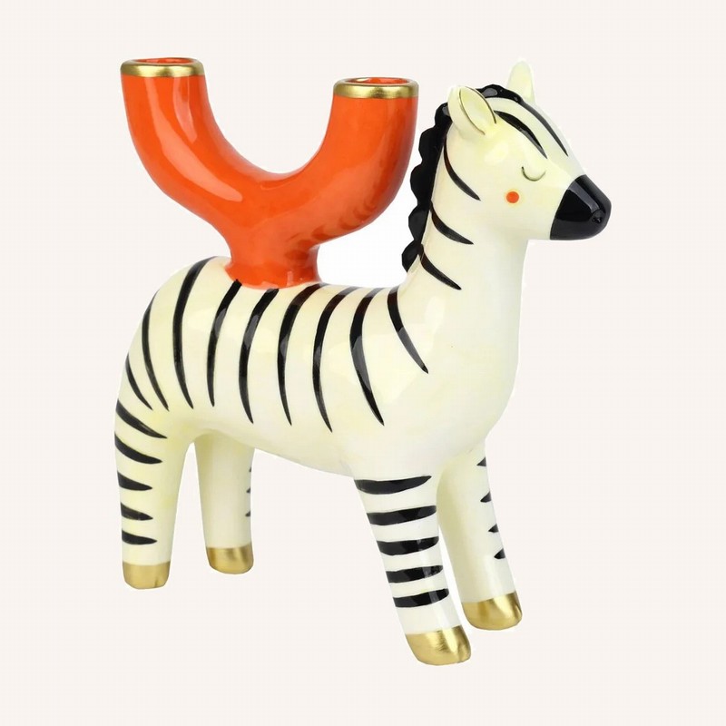 Ceramic Zebra Candle Holder