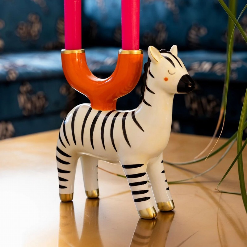 Ceramic Zebra Candle Holder - Image 2