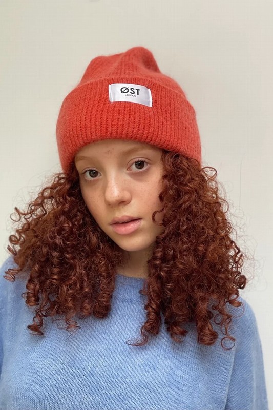 Clara Angora Beanie Blood Orange - Image 2