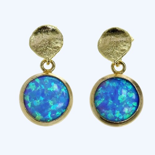 Opal & Gold Vermeil Stud Drop Earrings