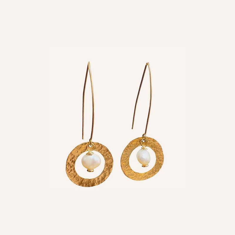 Pearl Drop Hoop Hook Earrings