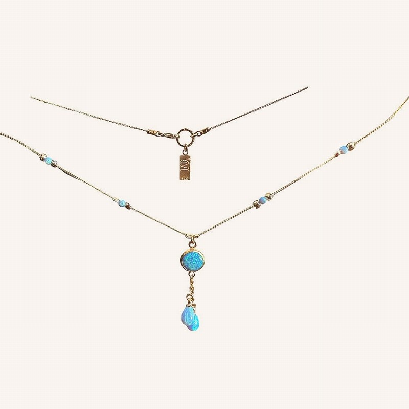 Opal Pendant Drop Necklace