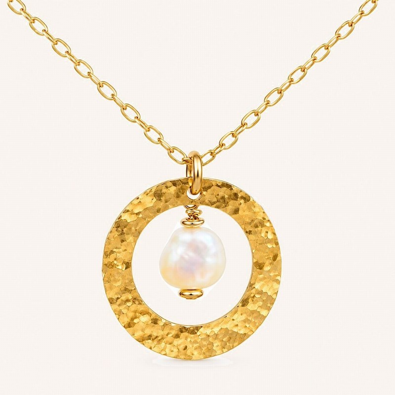 Gold and Pearl Circle Necklace