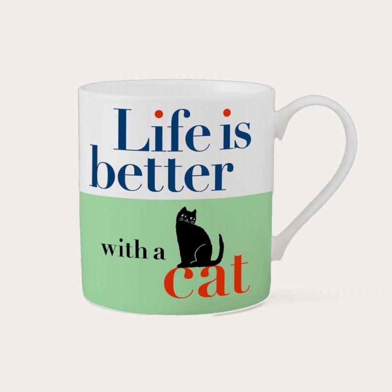 Life Sitting Cat Mug – Green