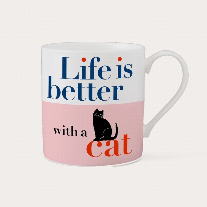 Life Sitting Cat Mug – Pink