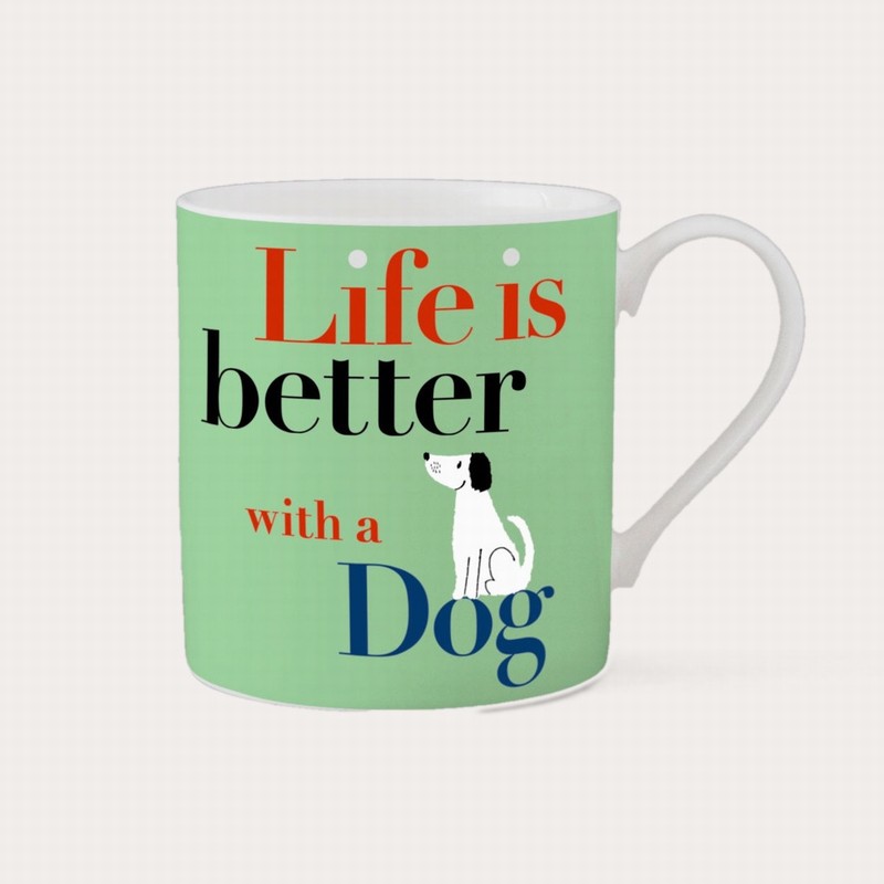 Life Sitting Dog Mug – Green