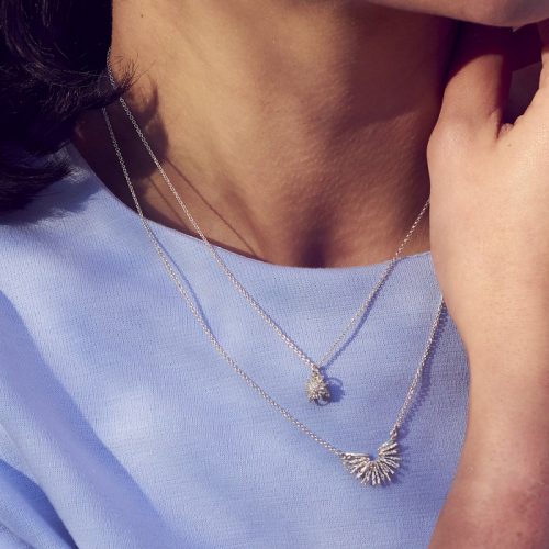Nest Structure Cresent Necklace Silver - Image 2